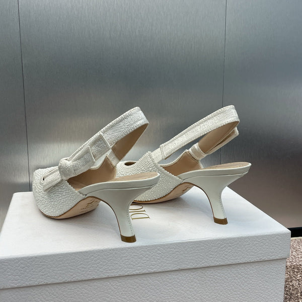 cd slingback pump 65 embroidered cotton white calfskin resin pearl