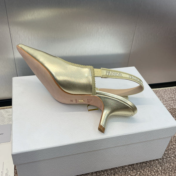cd slingback pump 65 gold green cakfskin