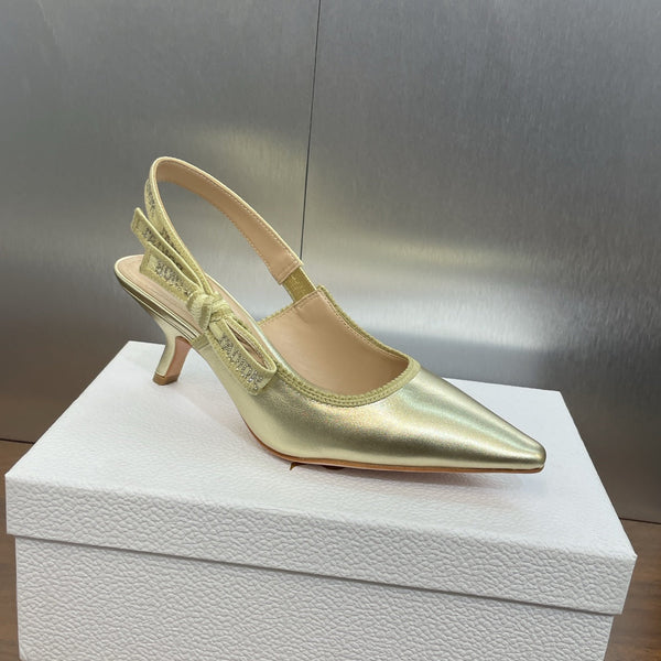 cd slingback pump 65 gold green cakfskin