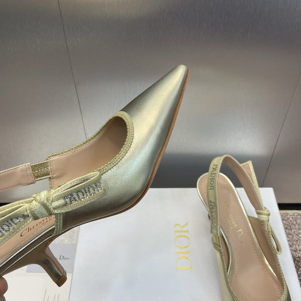 cd slingback pump 65 gold green cakfskin
