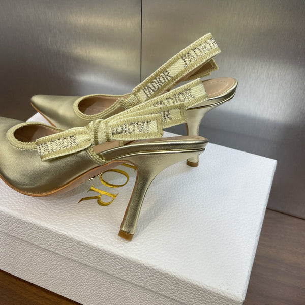 cd slingback pump 95 gold green cakfskin