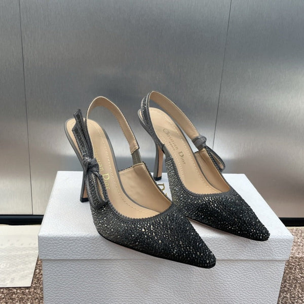 cd slingback pump 95 opaque black calfskin resin pearl
