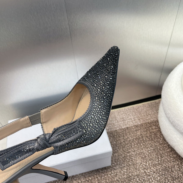 cd slingback pump 95 opaque black calfskin resin pearl