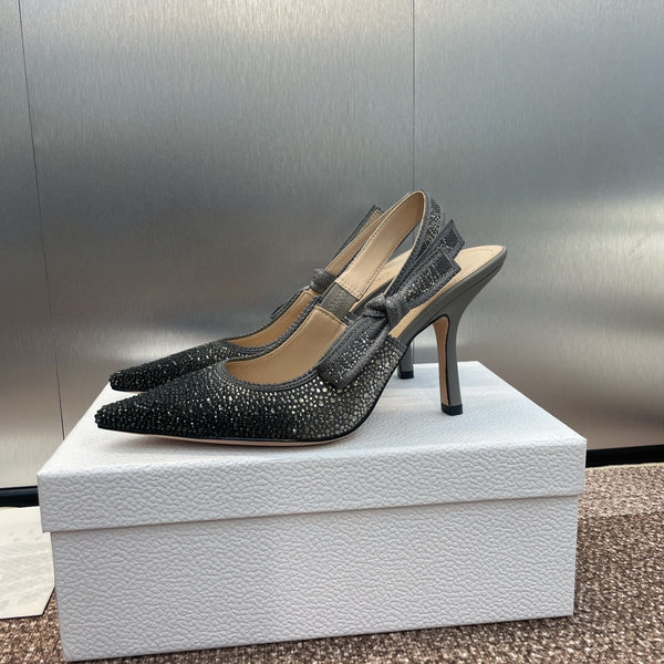 cd slingback pump 95 opaque black calfskin resin pearl