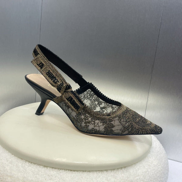 cd slingback pump 65 transparent mesh embroidered black sun motif