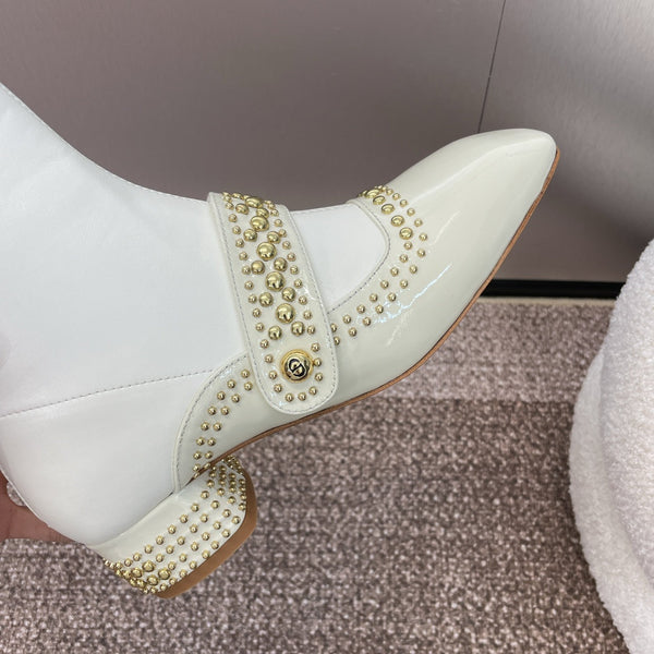 CD Ankle knight boots white gold patent leather 433113