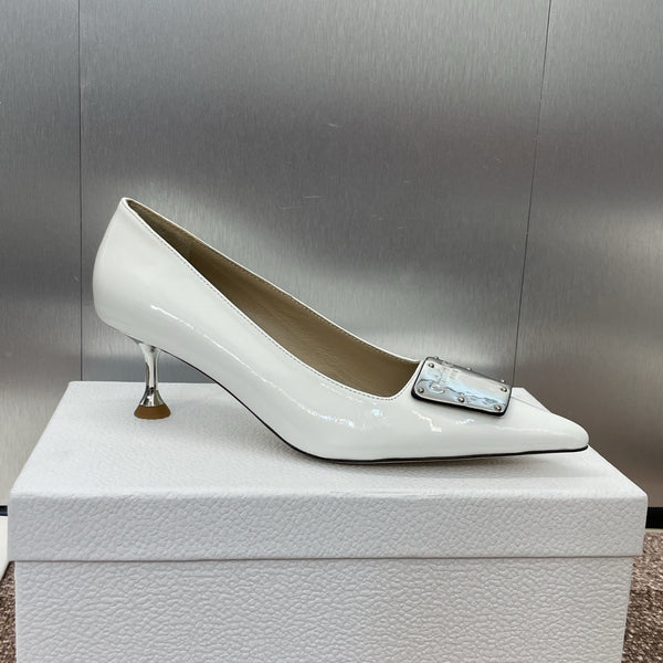 CD Pumps 65mm Glossy White Cowhide