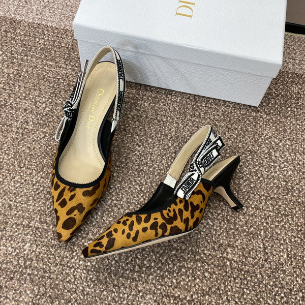 CD J'Adior Slingback Pump 65mm Leopard Print Yellow Black Nubuck Leather