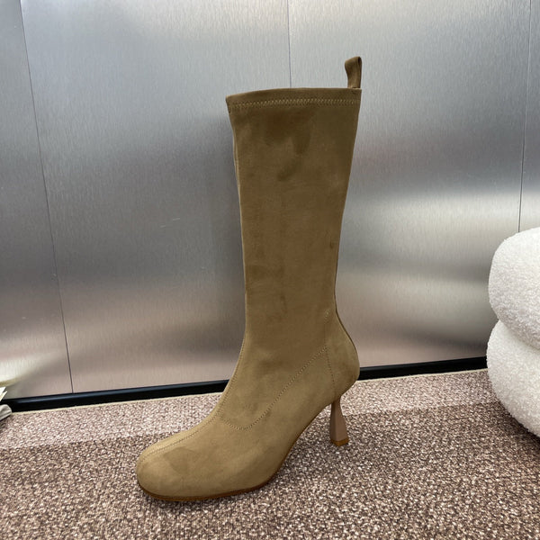 HM High Boots 75mm In Dark Beige Suede 975152