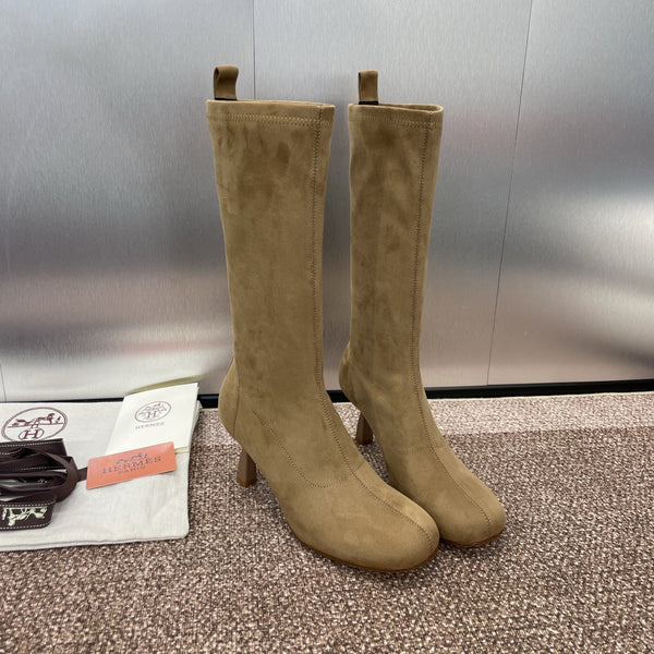 HM High Boots 75mm In Dark Beige Suede 975152