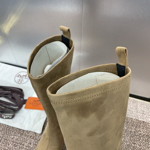 HM High Boots 75mm In Dark Beige Suede 975152