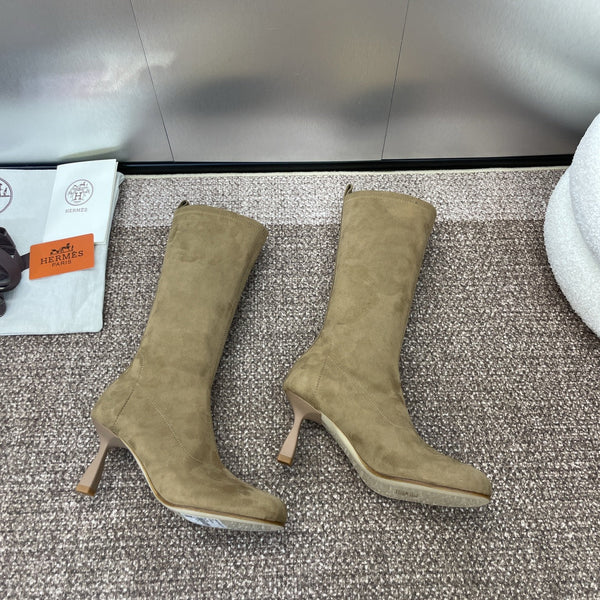 HM High Boots 75mm In Dark Beige Suede 975152