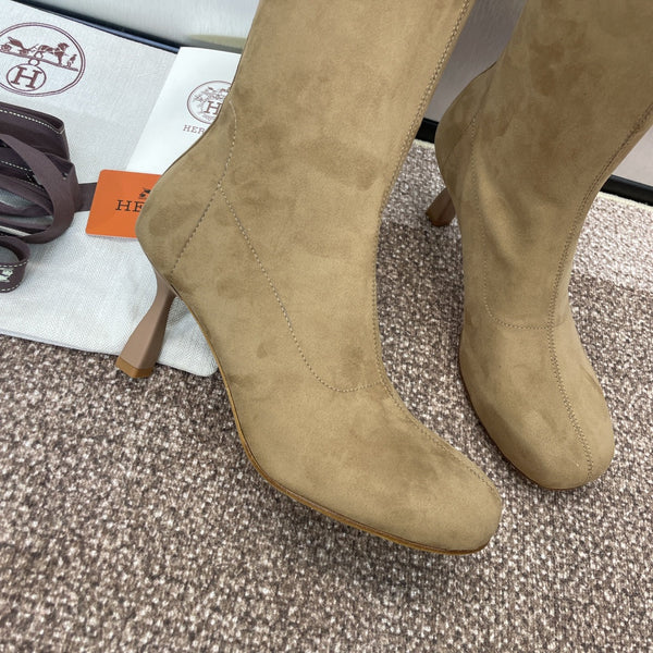 HM High Boots 75mm In Dark Beige Suede 975152