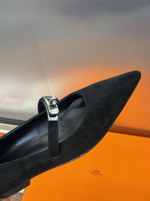HM 25C Kelly Ballet Flat Noir Suede 208270