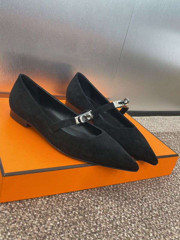 HM 25C Kelly Ballet Flat Noir Suede 208270