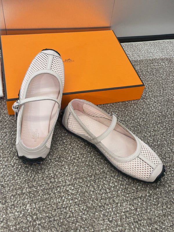 HM 25C Kichu Ballet Flat Pink Pastel Fabric with Calfskin 208285