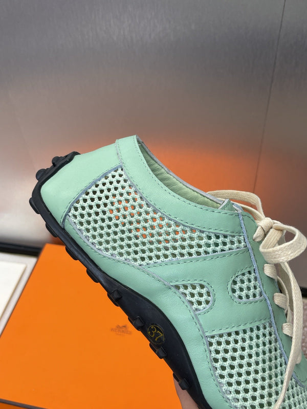 HM 25C Kiga Sneaker Mint green Crochet knit with Calfskin 208289