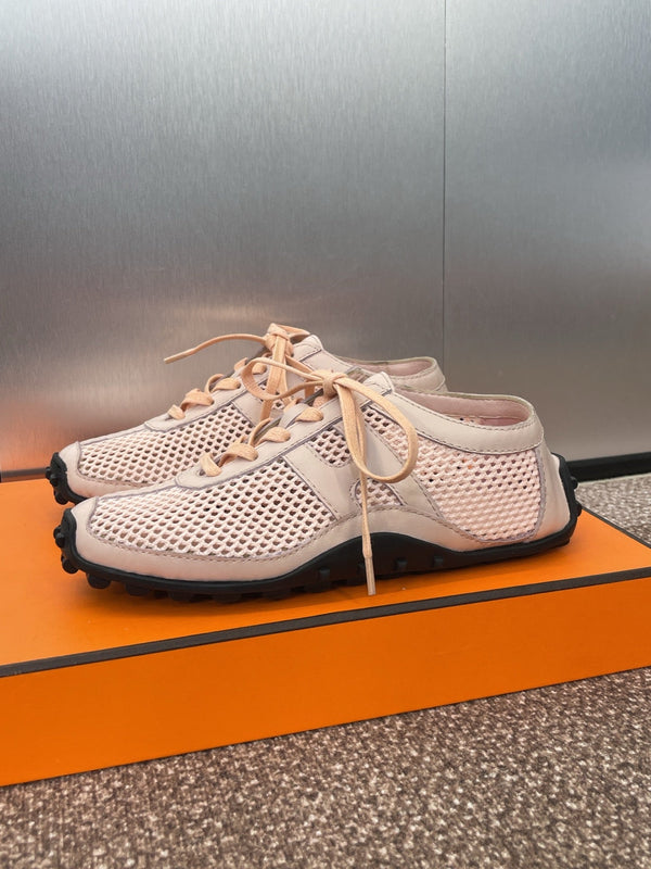 HM 25C Kiga sneaker Pink Pastel Crochet knit with Calfskin 208293