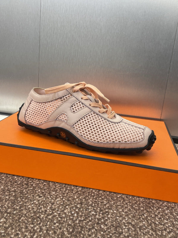 HM 25C Kiga sneaker Pink Pastel Crochet knit with Calfskin 208293