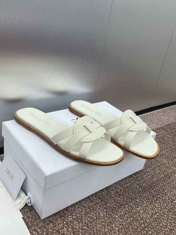 Dior 25 D-Club Slide Sandal White Calfskin 330322