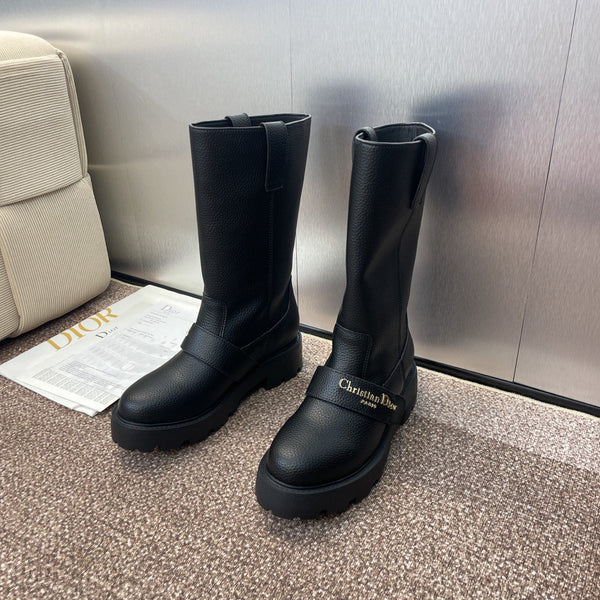 CD Ankle punk-inspired women's boots black cowhide