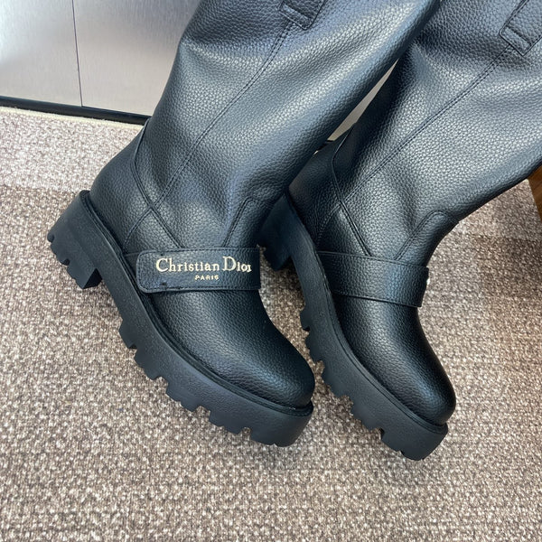 CD Ankle punk-inspired women's boots black cowhide