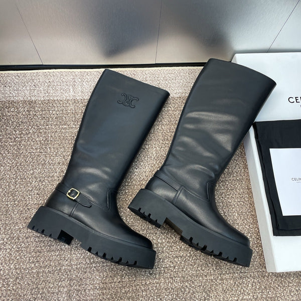 CELINE 25 high boots black calfskin 433394