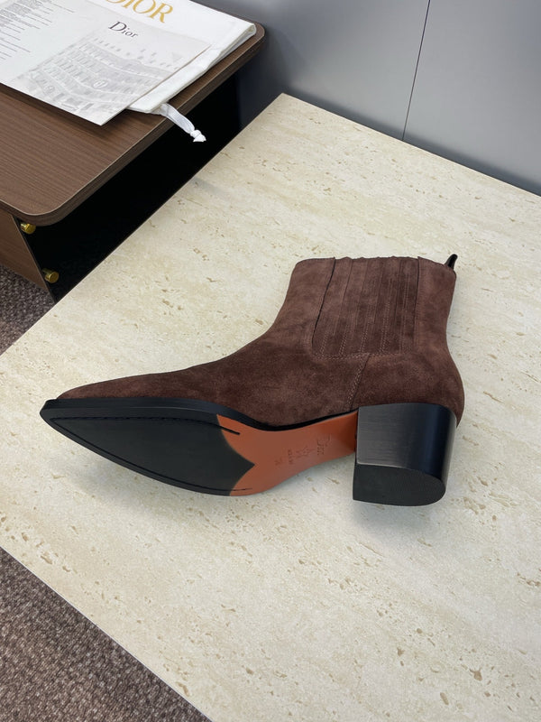 Dior 2025 D-West Chelsea Boots Chocolate Brown Suede 508544