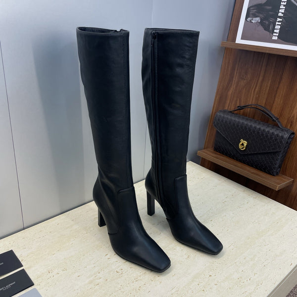 YSL Lily Long Boots 105mm Black Cowhide 551934