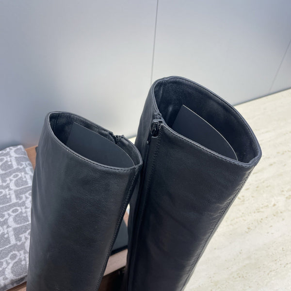 YSL Lily Long Boots 105mm Black Cowhide 551934