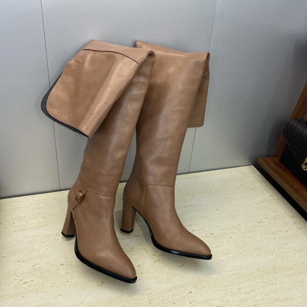 YSL Julia Long Boots 90mm Brown Cowhide 551937