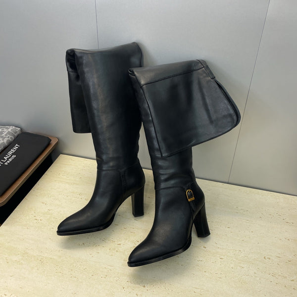 YSL Julia Long Boots 90mm Black Cowhide 551938