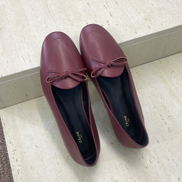 CL 26s Ballet Flats In Dark Red Lambskin With Bow