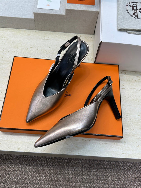 HM Nicoletta Slingback 9cm Sliver Calfskin 830196