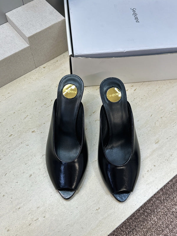 YSL Sabrina Mules 8.5cm Black Leather 959685