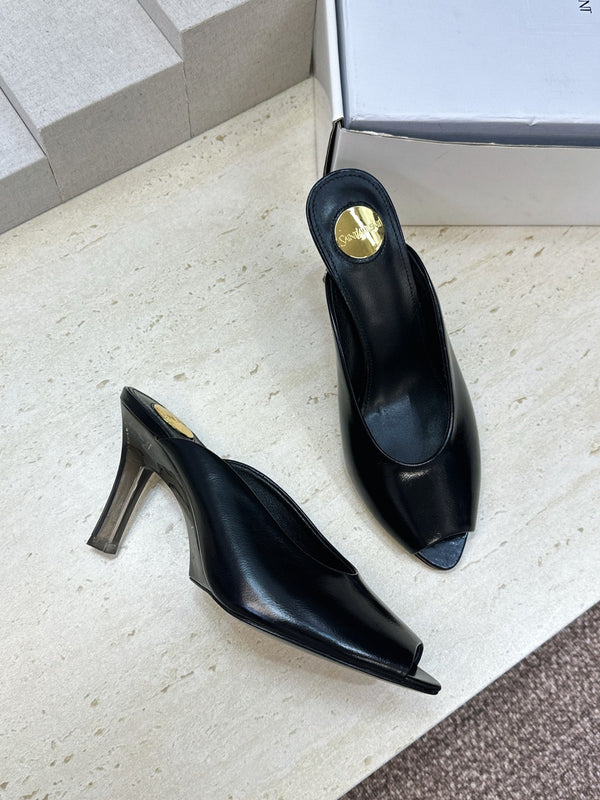 YSL Sabrina Mules 8.5cm Black Leather 959685