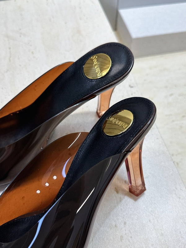 YSL Sabrina Mules 8.5cm Brown TPU 959686