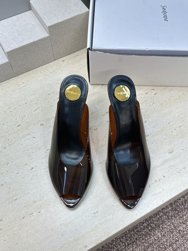 YSL Sabrina Mules 8.5cm Brown TPU 959686