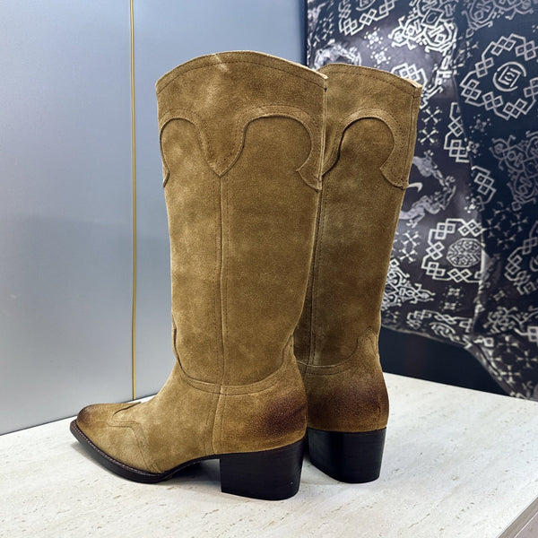 CE 26s Mid-Calf Boots 4.5cm Khaki Suede 959447