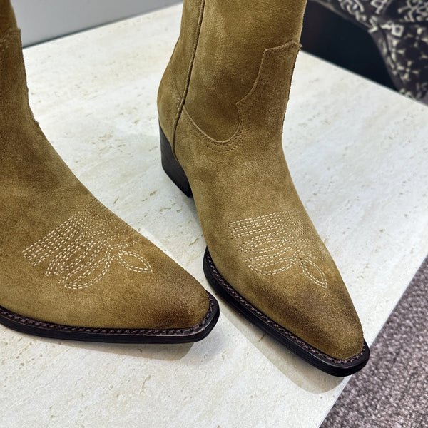 CE 26s Mid-Calf Boots 4.5cm Khaki Suede 959452
