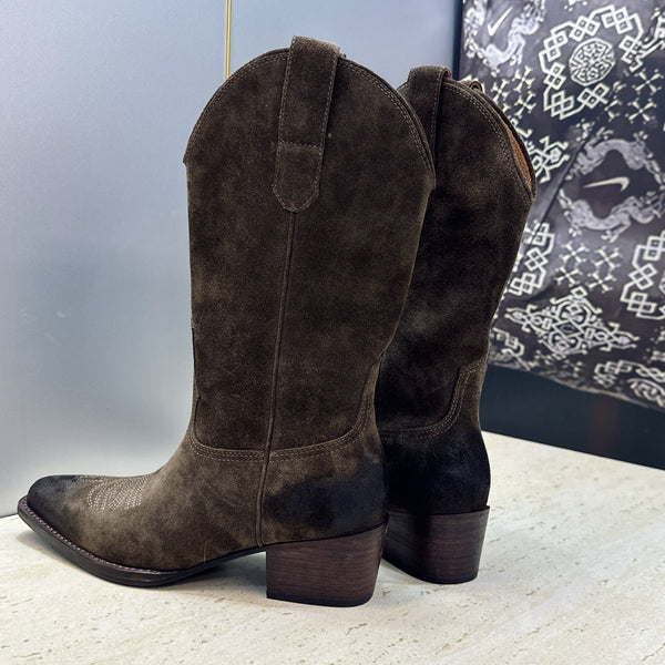 CE 26s Mid-Calf Boots 4.5cm Dark Brown Suede 959453