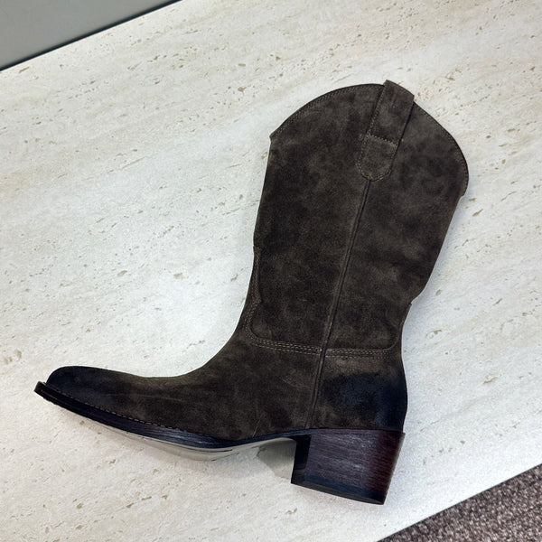 CE 26s Mid-Calf Boots 4.5cm Dark Brown Suede 959453