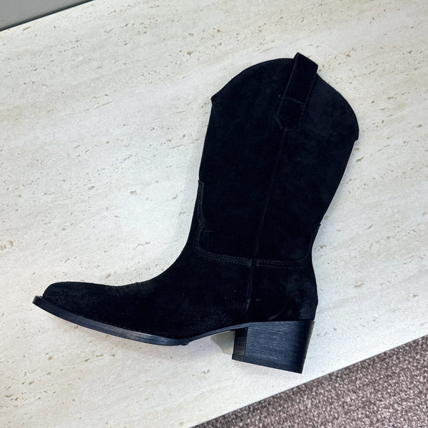 CE 26s Mid-Calf Boots 4.5cm Black Suede 959454