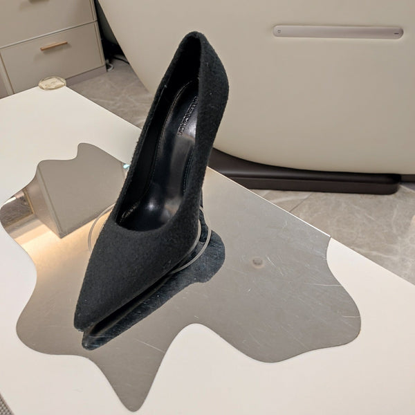 HIGH HEEL PUMPS 90MM IN BLACK WOOL