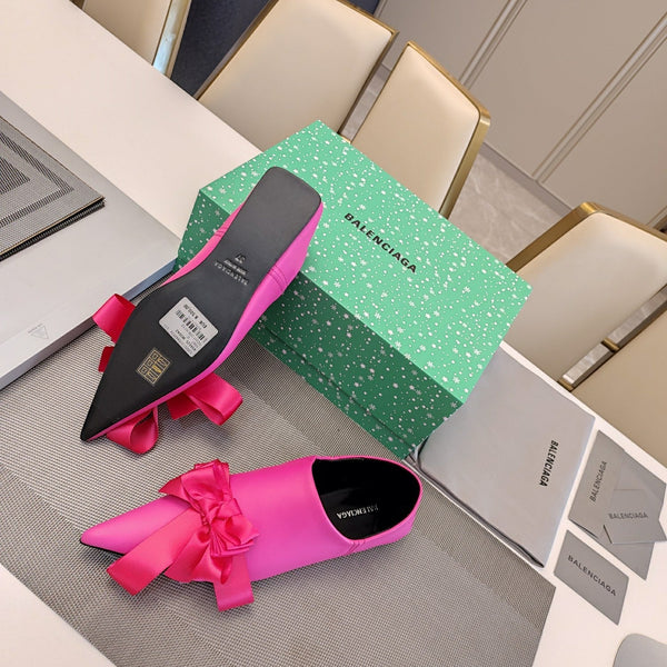 SCARPE BASSE A PUNTA CON FIOCCO IN MORBIDA PELLE DI AGNELLO ROSA SCURO