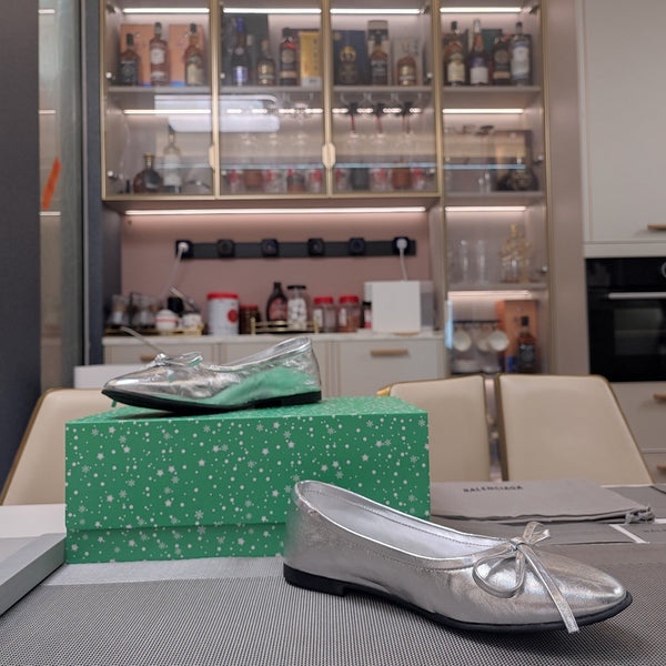 Balen 25 bow ballet flat silver sheepskin 184481