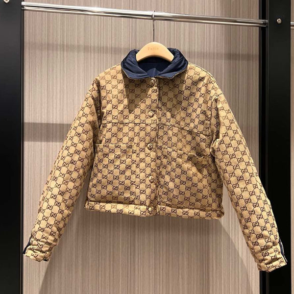 Giacca trapuntata Gucci in fibra di poliestere beige blu