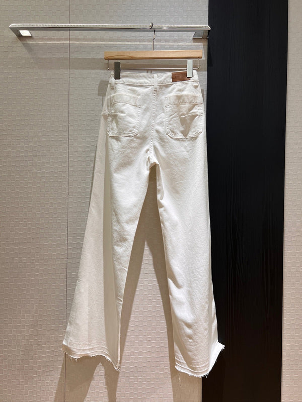 CD Straight Wide-leg Pants White Cotton