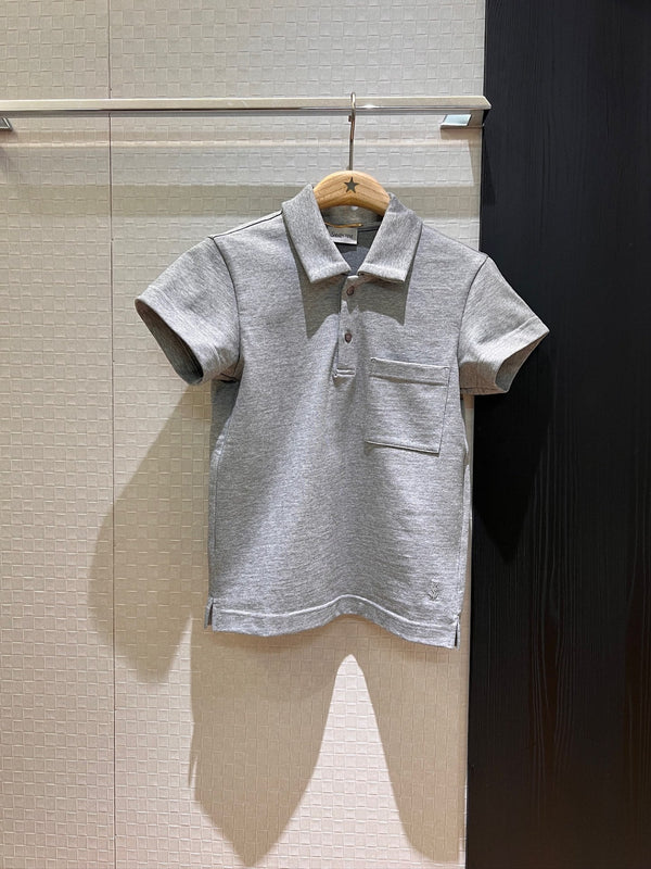 YSL 2025 Polo Collar T-shirt Black and Gray Cotton