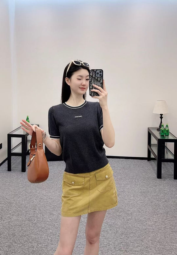 Miu 25 T-Shirt Black Wool 232002